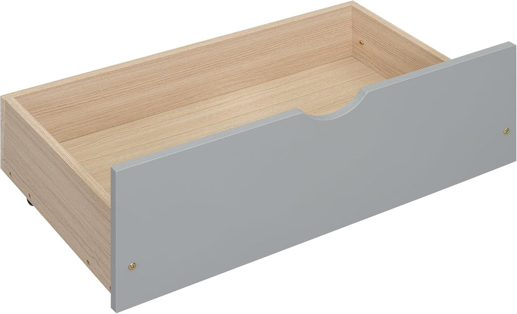 Gray Queen Size Wooden Platform Bedframe with Bookcase Headboard and 2 Storage Drawers K341