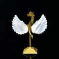 Big White Selenite Crystal Angel Wing with Dragon Stand Z389865