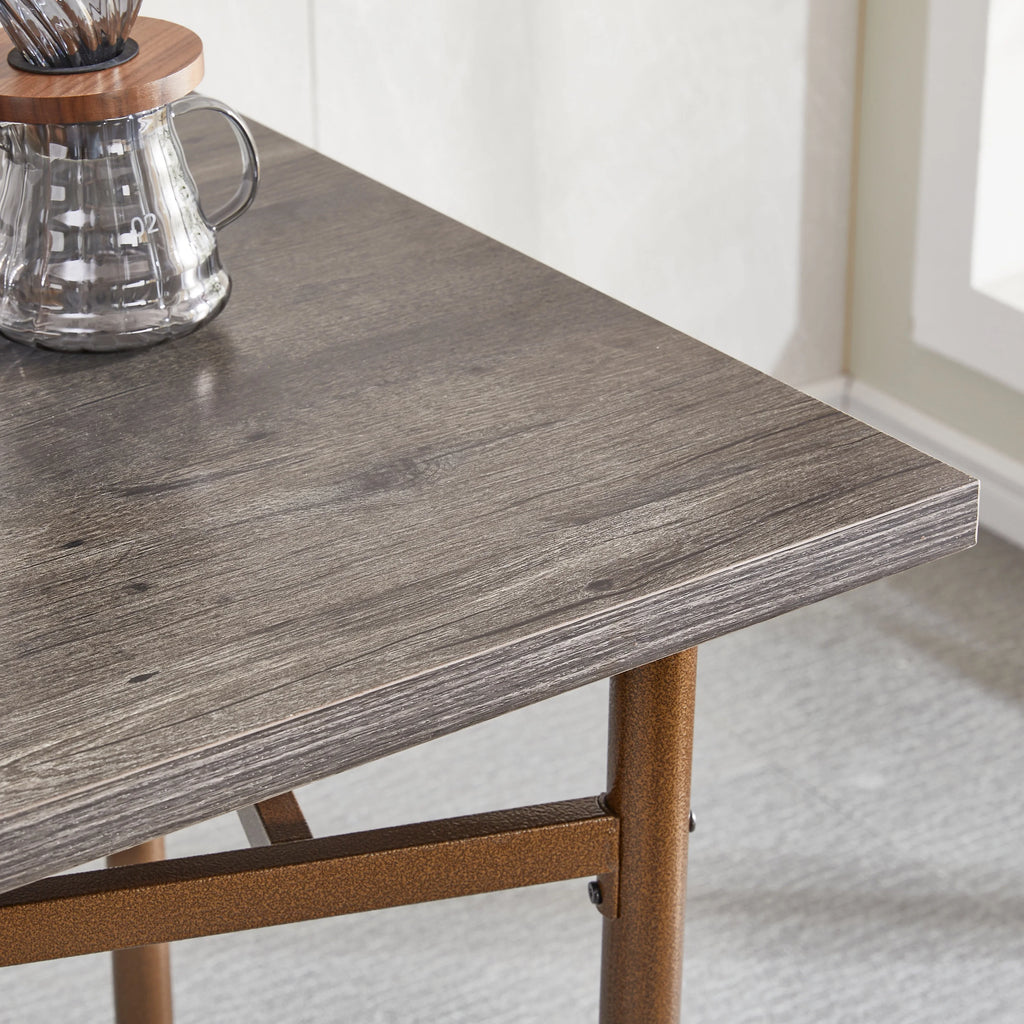 Metal and Wood Square Dining Set for 2 C4193