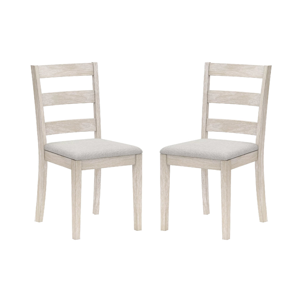 White Wood Ladder Back Dining Chair Set of 2 P839803