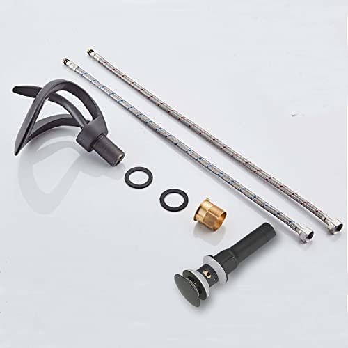 Black Solid Brass Single Handle 1-Hole Bathroom Vessel Sink Faucet J848