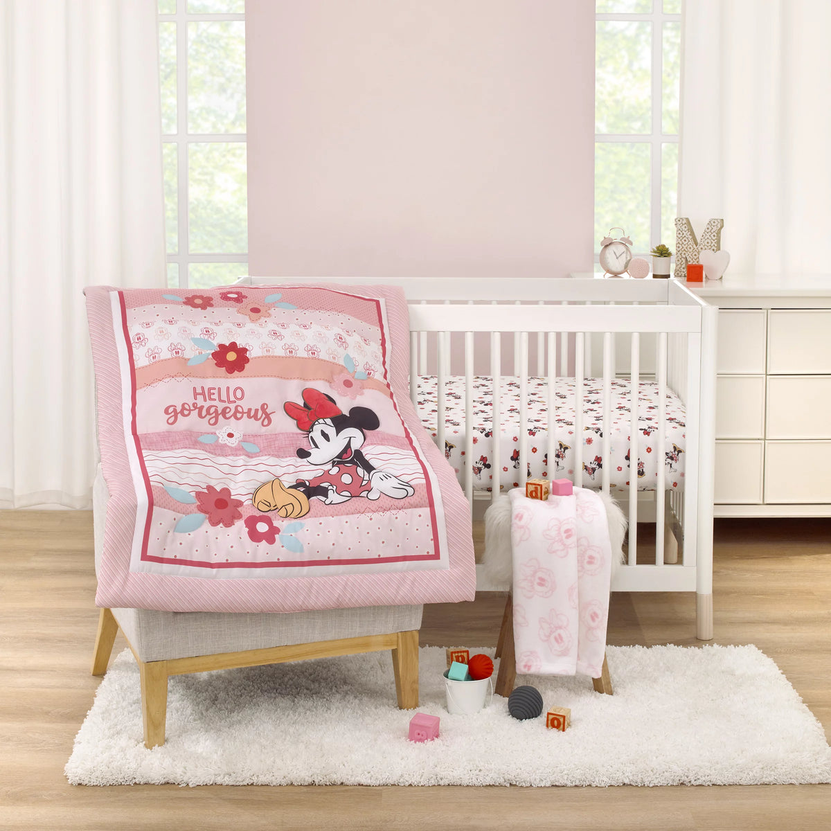 Pink 3-Piece Crib Bedding Set U70831