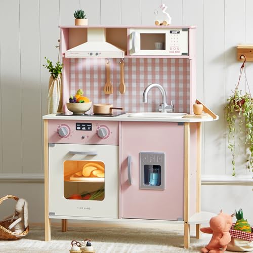 Wooden Kids Play Kitchen with Real Lights & Sounds W615713