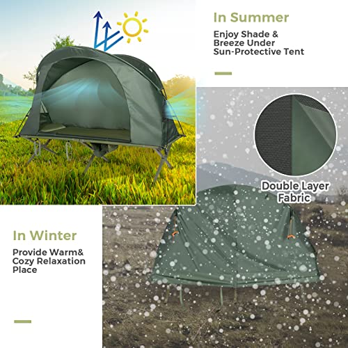 4-in-1 Camping Cot Tent with Waterproof External Cover, Air Mattress & Carrying Bag Y34926