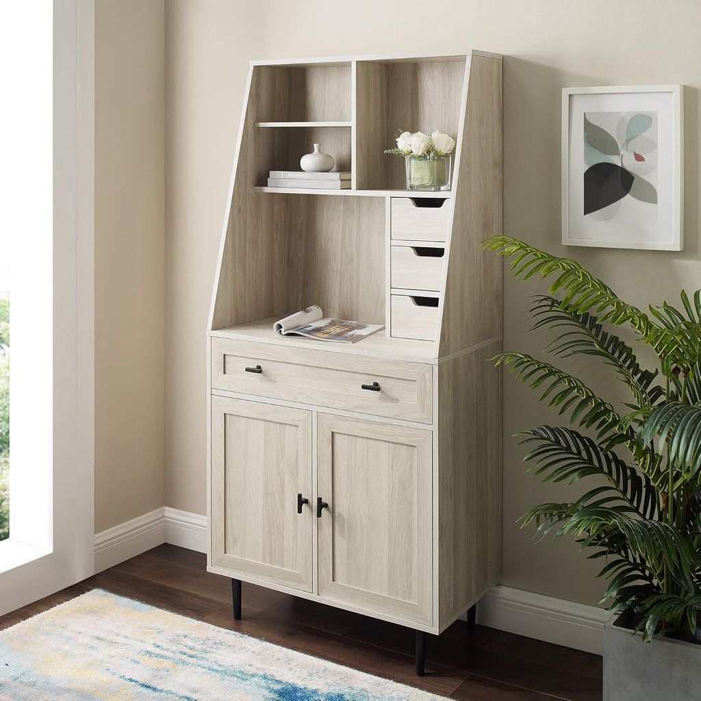 64 Inch Dark Walnut Wood Secretary Hutch Desk E918396