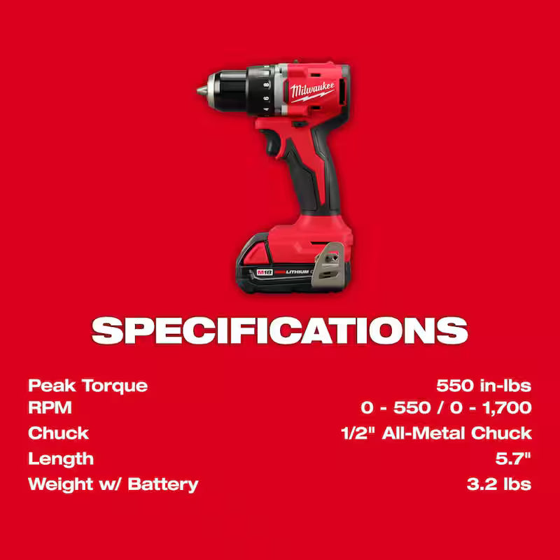 18V Lithium-Ion Brushless Cordless Compact Drill/Impact Combo Kit (2-Tool) X79816