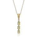 10k Yellow Gold Ethiopian Opal & Diamond 3-Stone Pendant Necklace B9001
