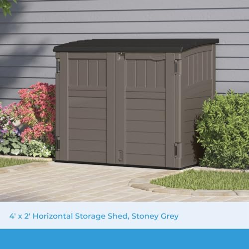 Outdoor Storage Shed, Horizontal, 4' x 2.5', Stoney Grey Y6315