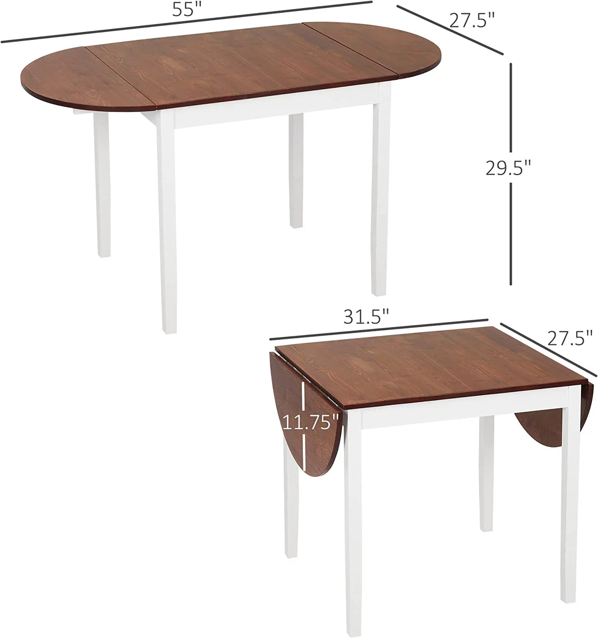 Brown Drop Leaf Solid Wood Dining Table X533