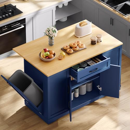 50" Rolling Kitchen Island with Drop Leaf O9569