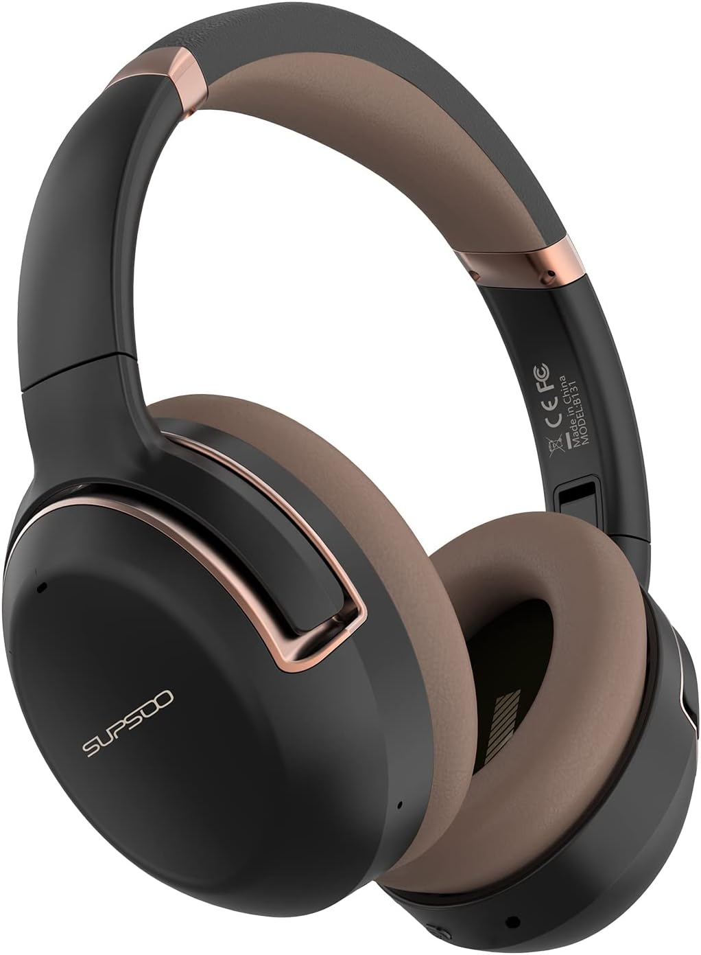 Black Brown Wireless Active Noise Canceling Over Ear Headphones with Mic P5025