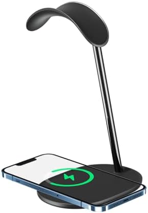 Black Headphone Stand with Wireless Charging Pad, Pack of 2 T3301