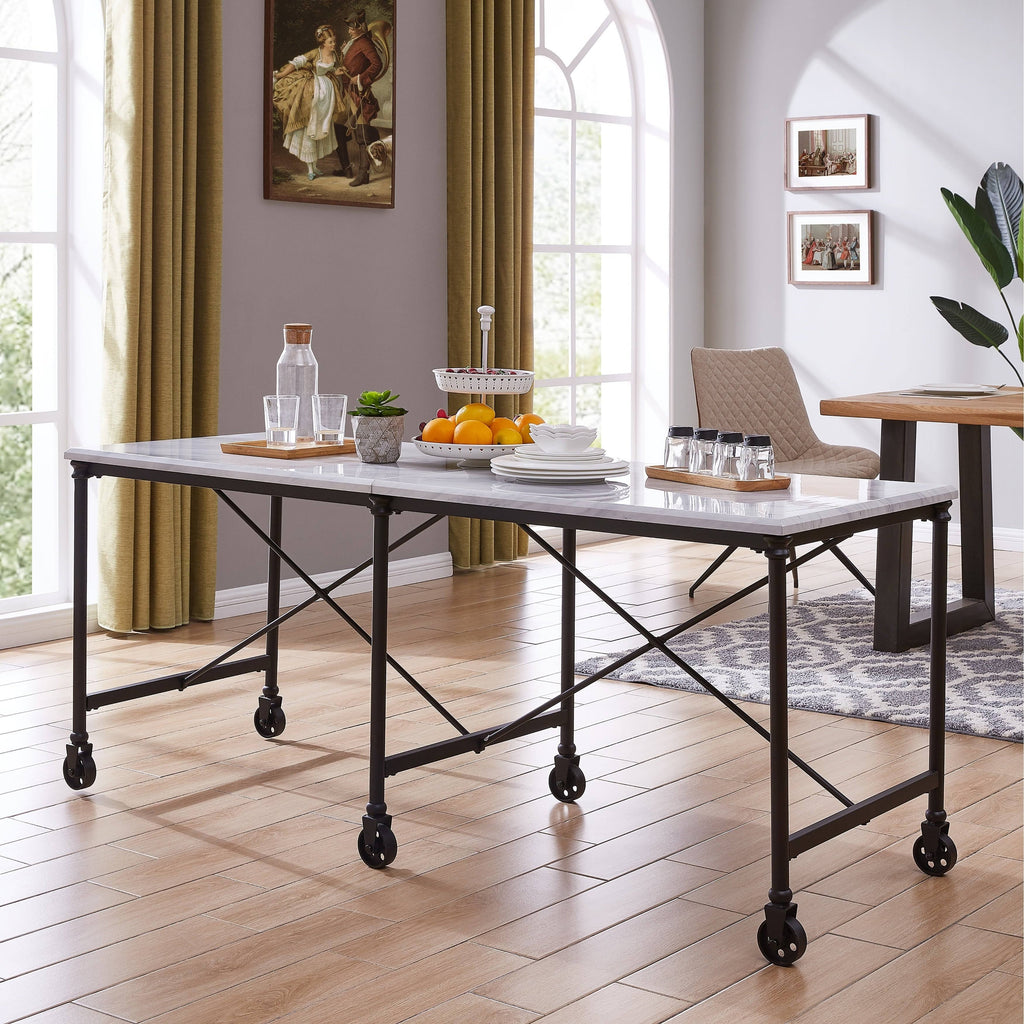 Black Metal 29-inch Kitchen Island Table P6974