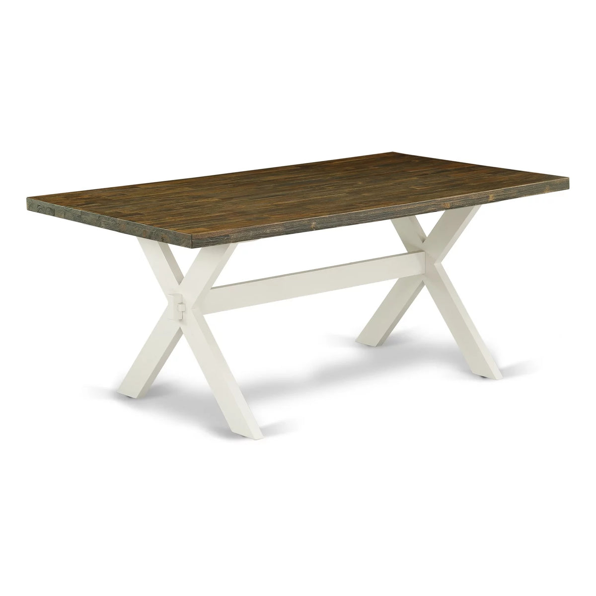 6-Pc Dining Table Set with Cream Linen Fabric Seat and Rectangular Top E880389