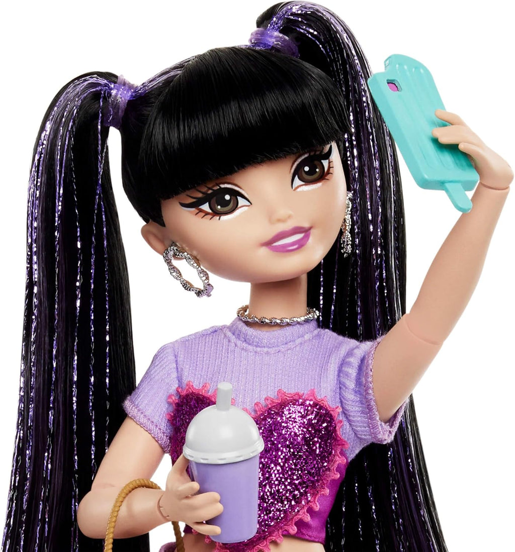 Renee Posable Fashion Doll with Long Black Hair, 11 Pieces I605997