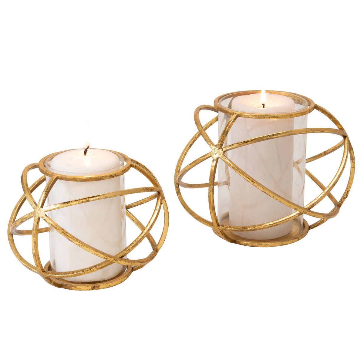 6 in. Orb Candle Holder Gold - Set of 2 C23844
