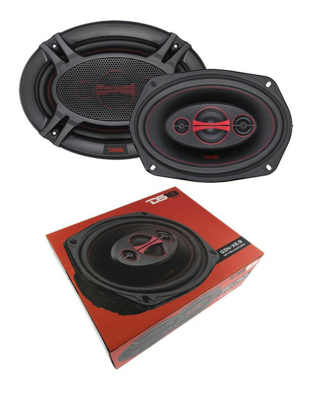 6 x 9 inch 4 Way 180W Coaxial Speaker, 1 Pair, Black Q91442