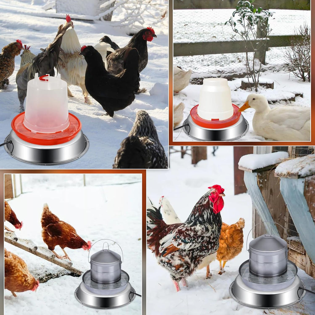 12 Inch 5 Gallons Poultry Drinker Heater Base with Thermostat and Power Cord Y353859