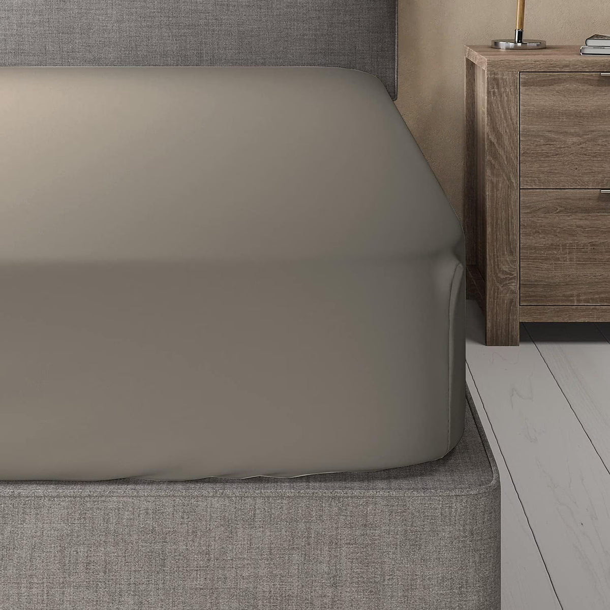 Viscose from Bamboo-Cotton Blended Fitted Sheet, Full, Solid Grey, 16-Inch Deep Pocket N50945