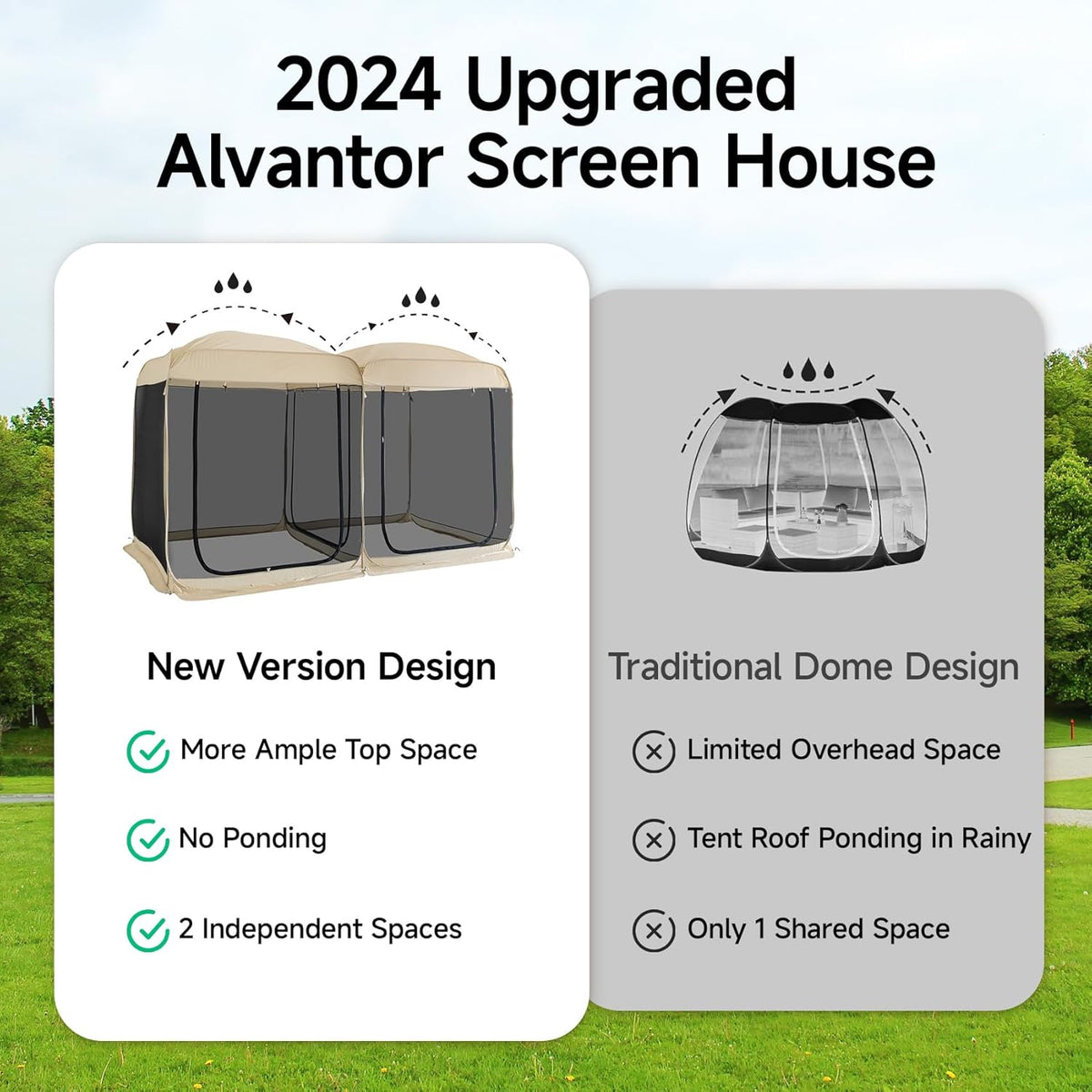 Beige 12' x 7.5' Pop Up Screen Tent Gazebo with Mesh Mosquito Netting N3500