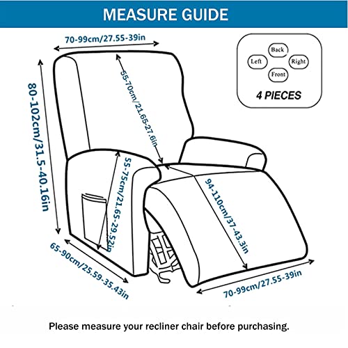 4-Pieces Non Slip Recliner Slipcovers with Storage Pockets G899