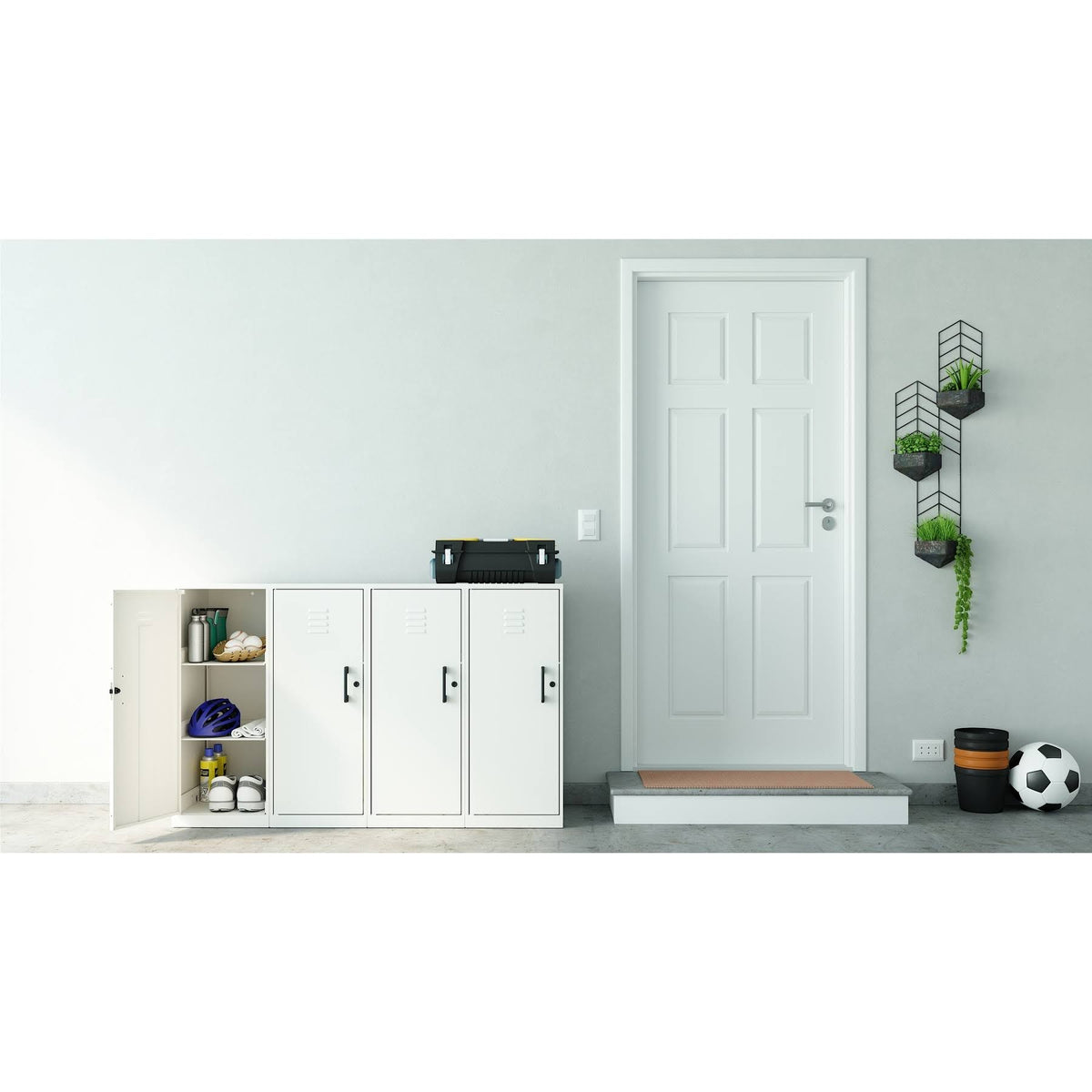 White 3 Shelf Metal Locker Cabinet K4596