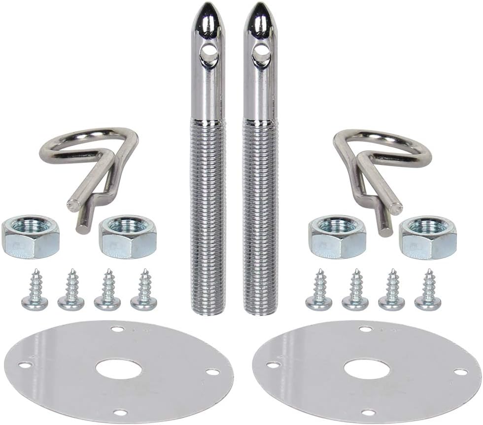Chrome Steel Hood Pin Clip Kit 18 Pcs Pack of 2 F888899