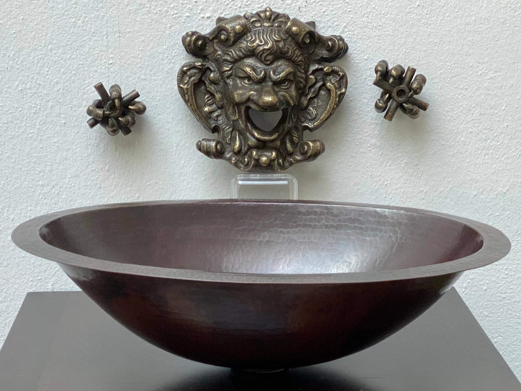 19 x 14 Oval Copper Bathroom Sink Hand Hammered Dual Mount D3654
