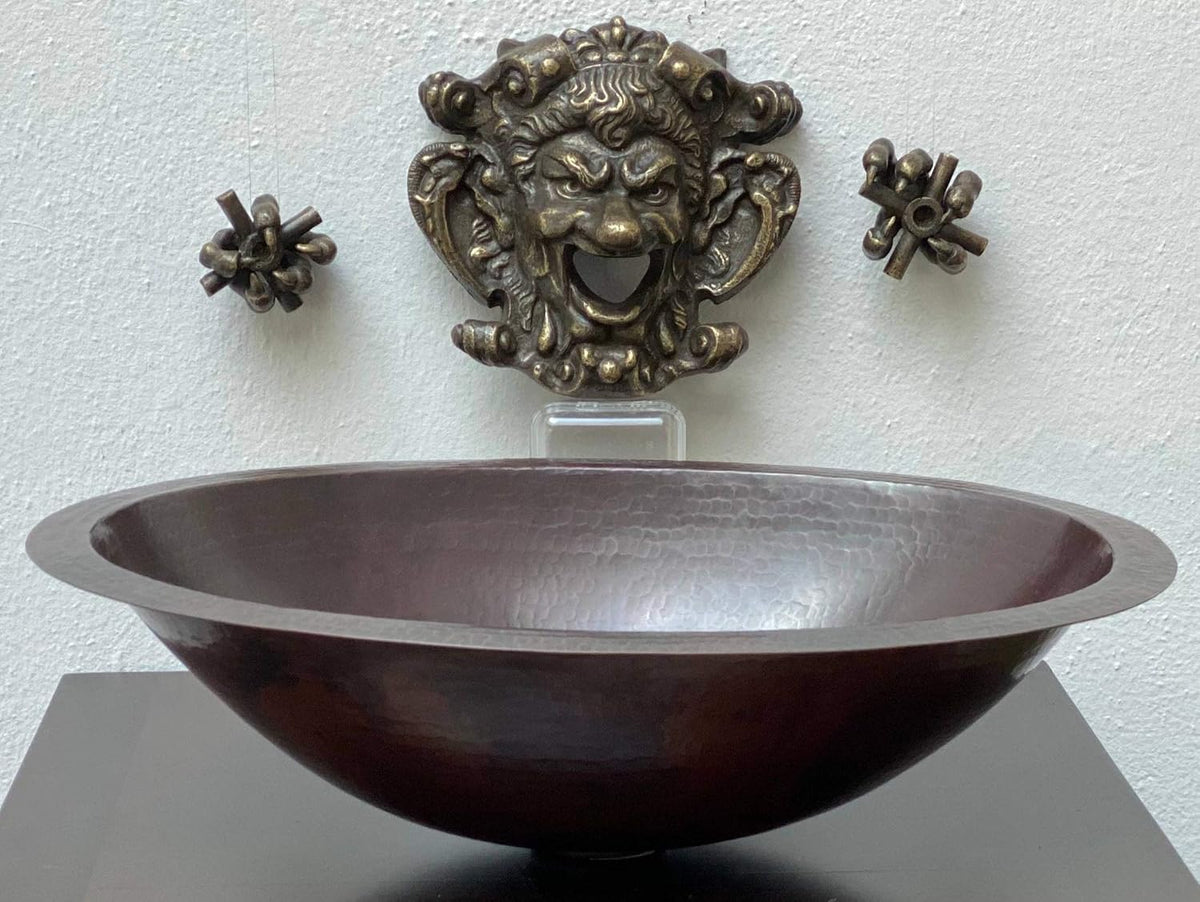 19 x 14 Oval Copper Bathroom Sink Hand Hammered Dual Mount D3654