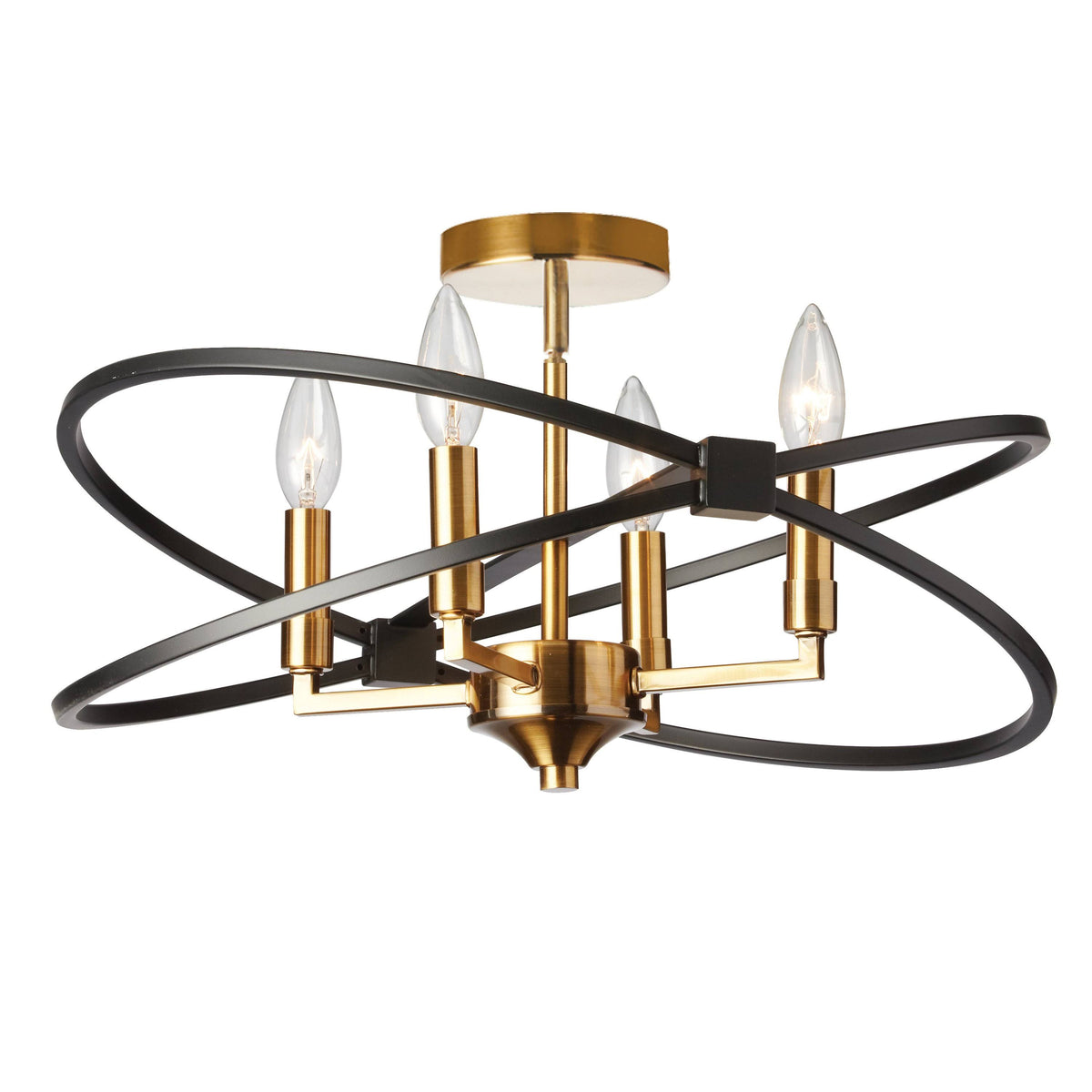 4 Light Semi Flush Vintage Bronze Matte Black S1422