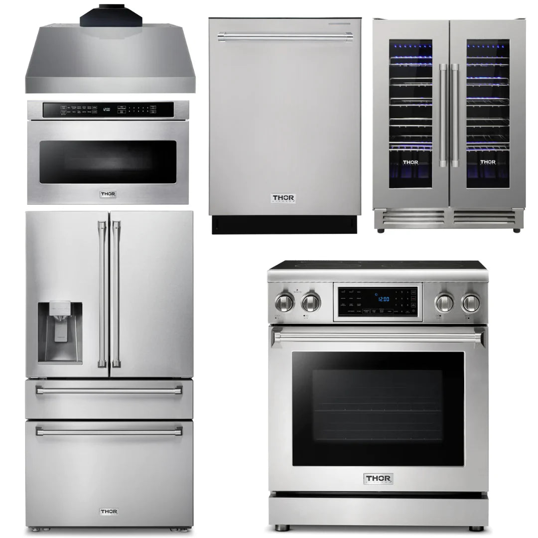 30 Electric Range, Range Hood, Microwave, Refrigerator, Dishwasher, Wine Cooler A138249