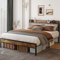 Queen Storage Headboard Metal Platform Bed Frame A265776