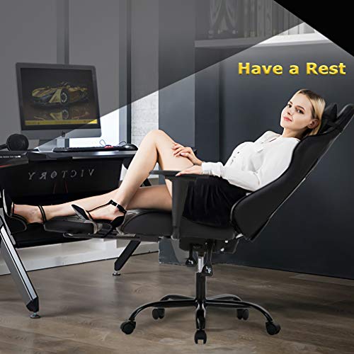 Ergonomic PU Leather Office Chair with Footrest Y49718
