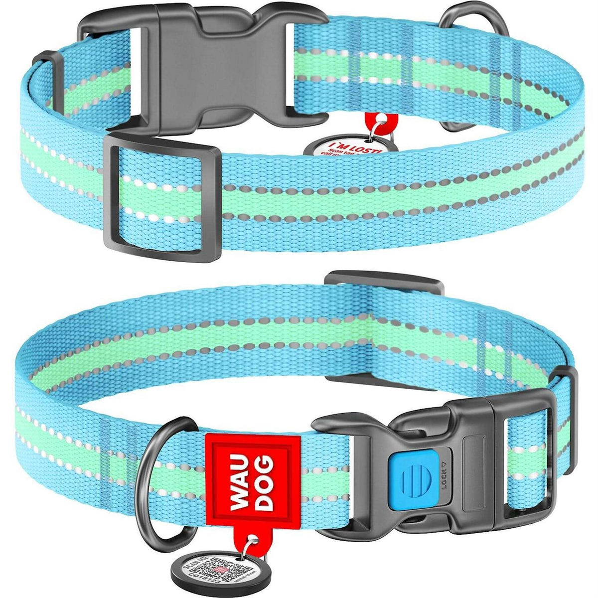 Glow in the Dark Nylon Dog Collar Blue F6224