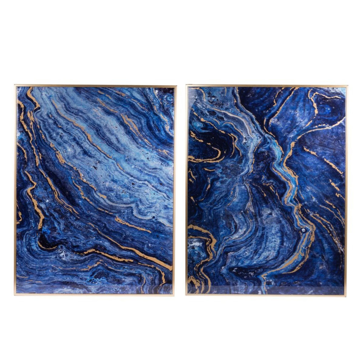 Blue Marble Design Rectangular Wall Art Set of 2 R9765