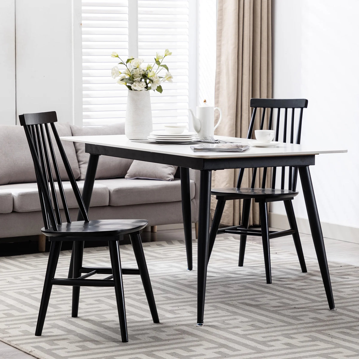 Black Wood Dining Chairs Set of 2 I755