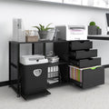 Black 4 Drawer Mobile File Cabinet with 3 Shelves B671