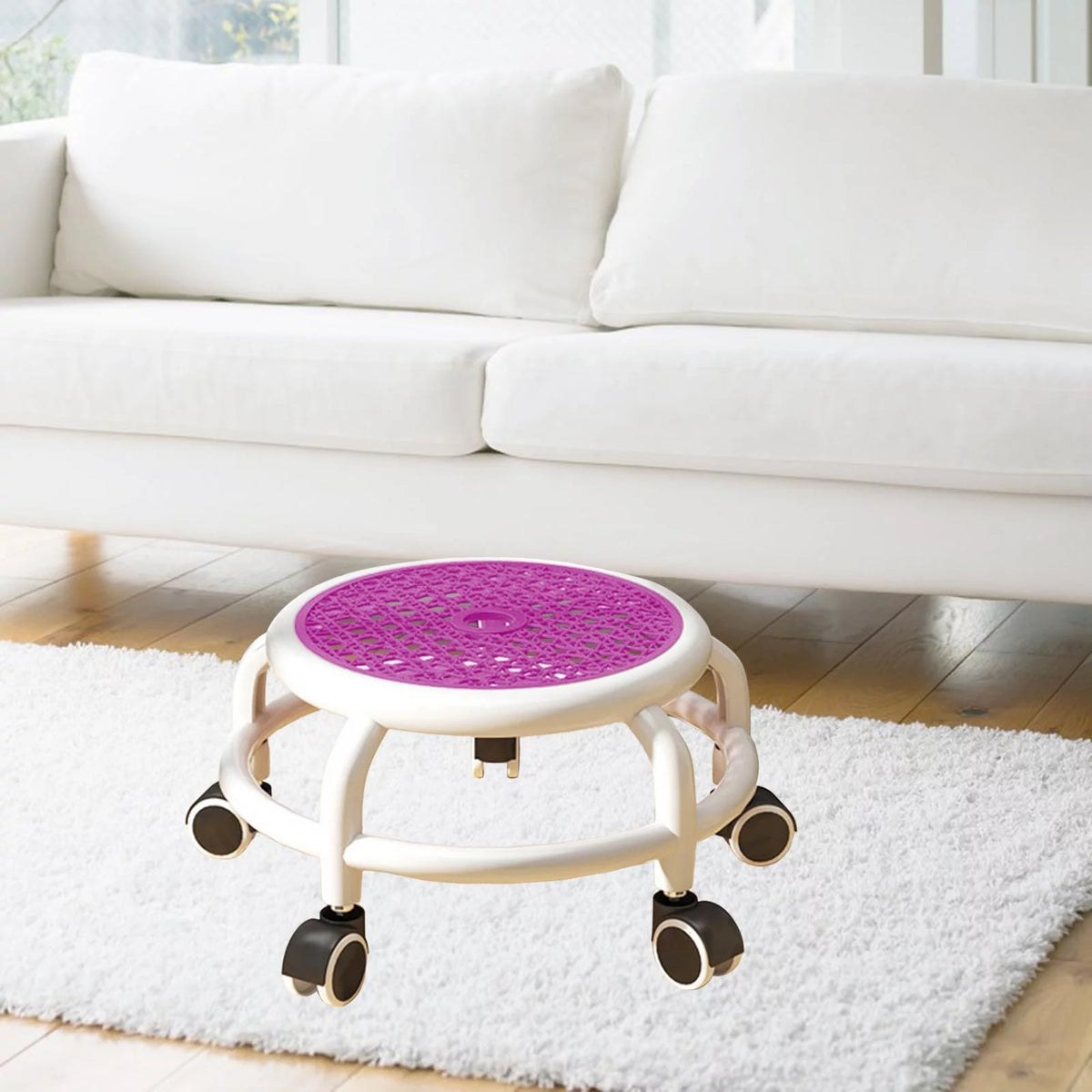 Violet Stool with Universal Wheels D56839