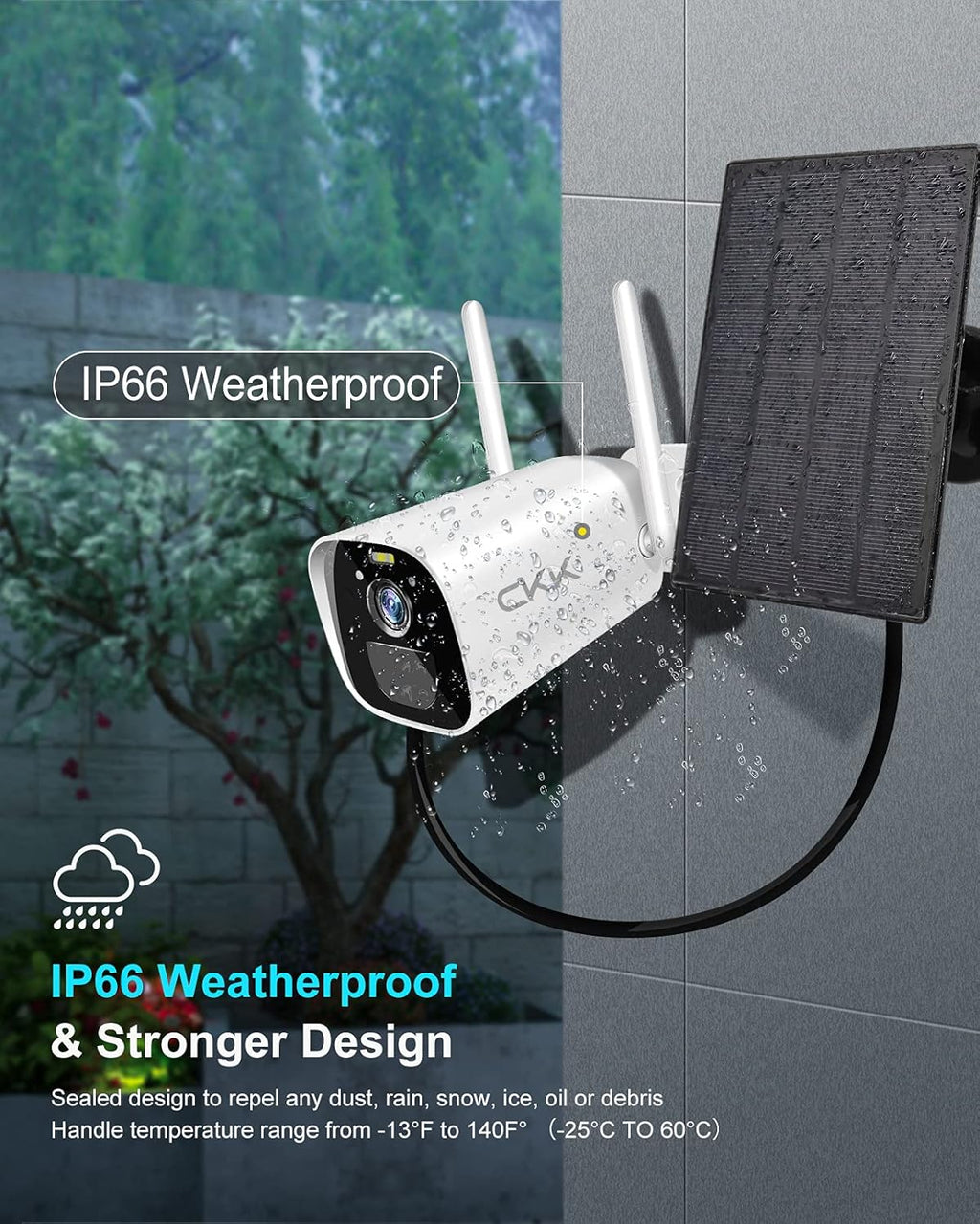 3MP Solar Powered Outdoor Security Camera with Rechargeable Battery A98474