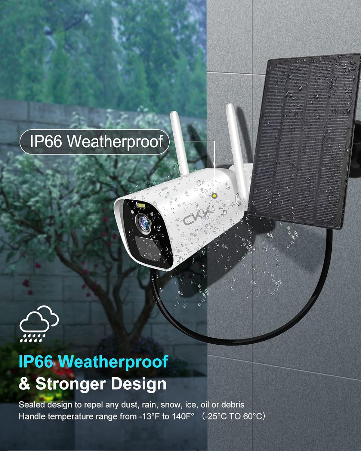 3MP Solar Powered Outdoor Security Camera with Rechargeable Battery A98474