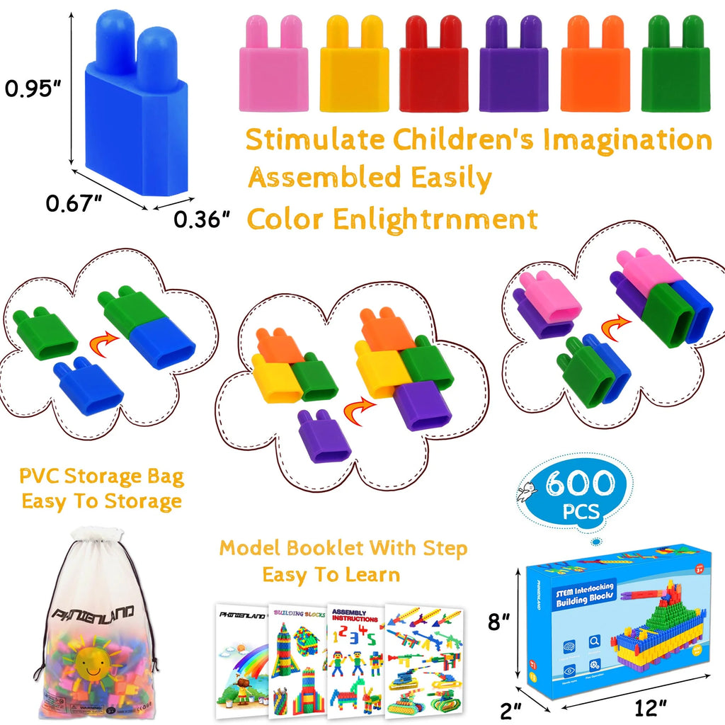 600 Pcs Building Blocks Construction STEM Toy J730982