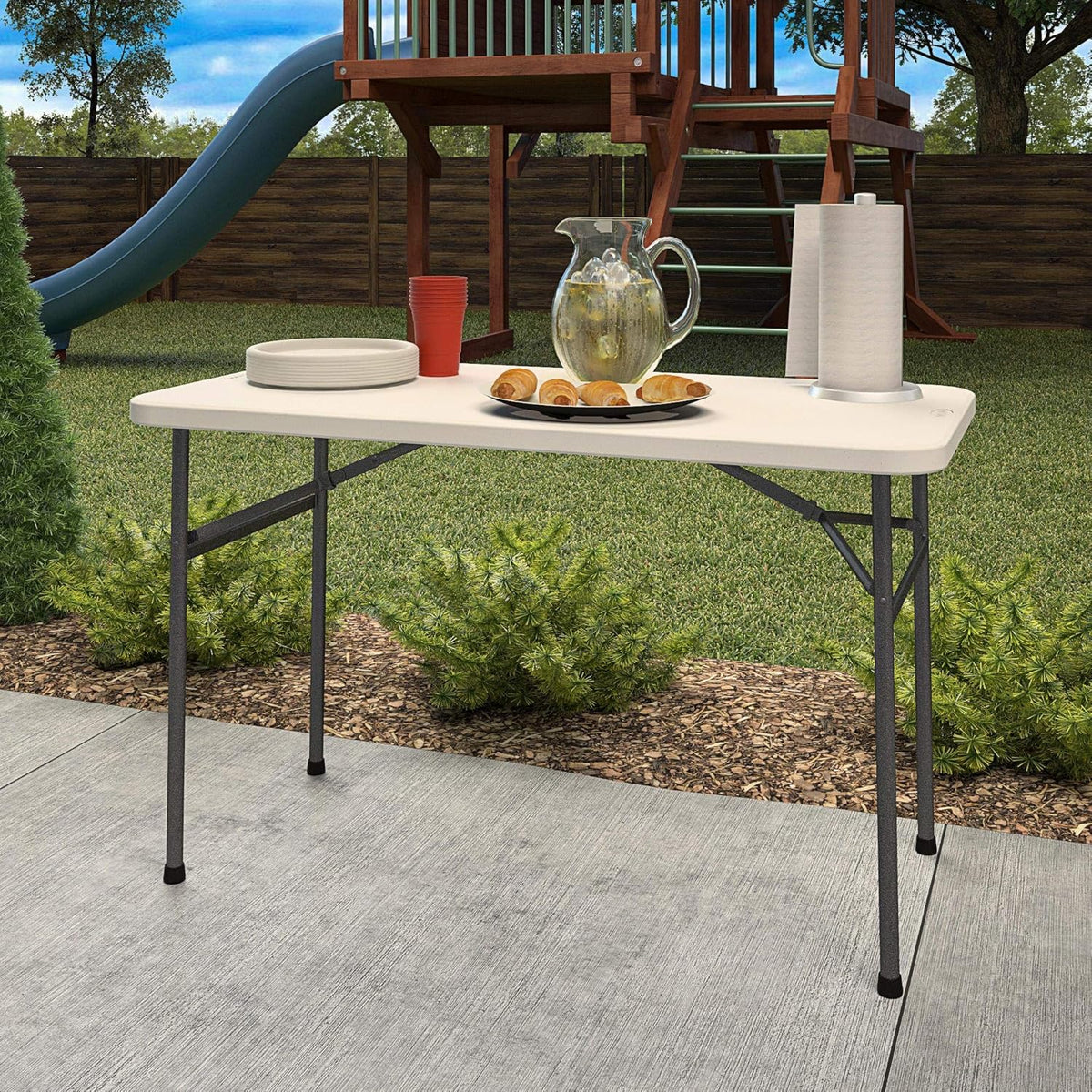 White 4 ft. Folding Utility Table Z747