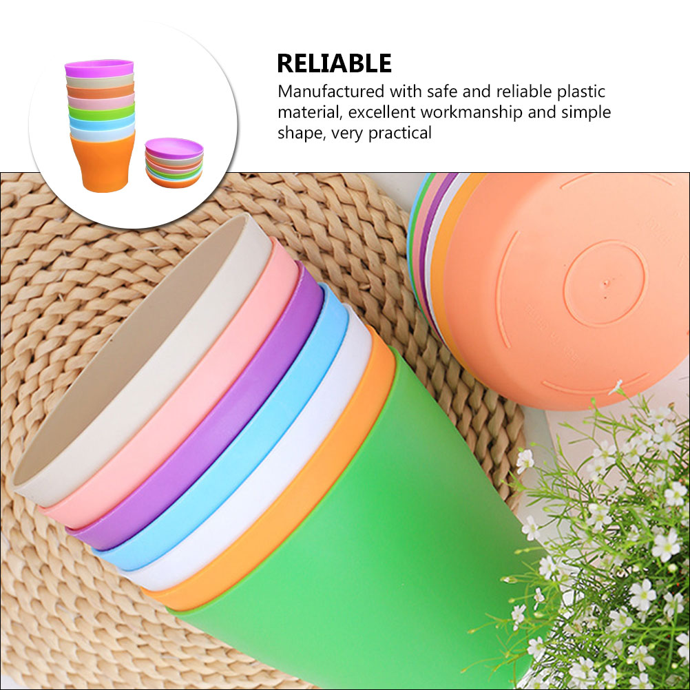 8pcs Plastic Round Flower Pot with Tray G48590