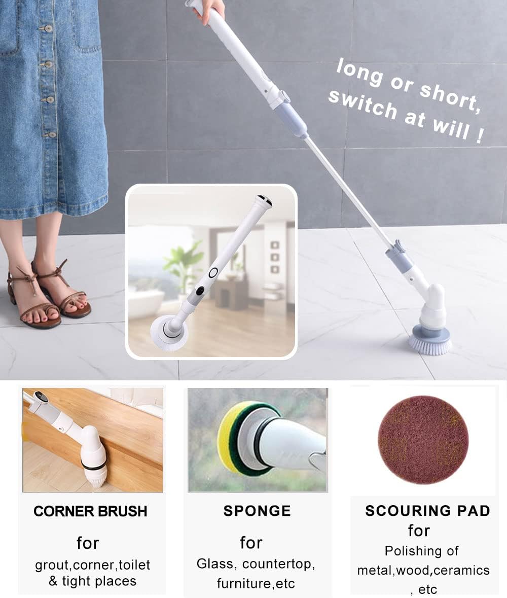 6 in 1 Electric Spin Scrubber Cordless Handheld Power Drill Brush Set, Pack of 2 I22722