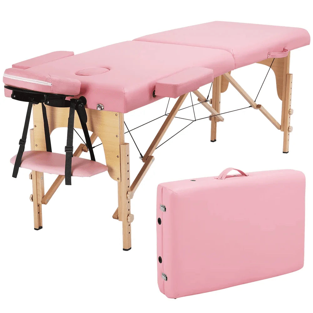 Pink Portable Massage Table 84 Inches 2 Fold Adjustable M130