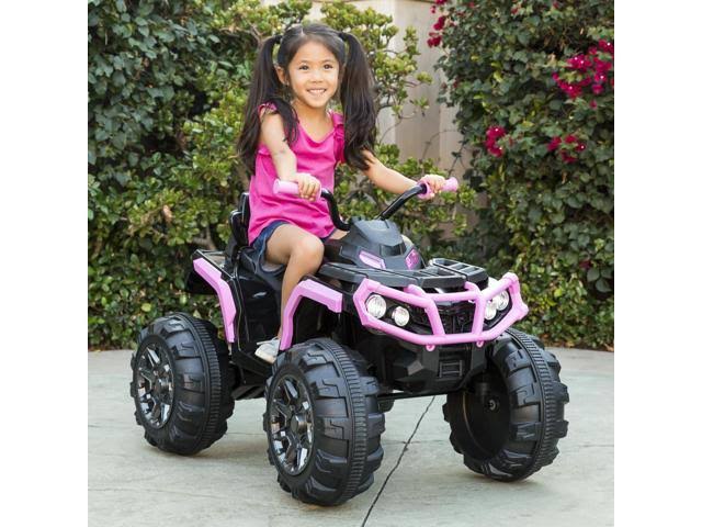 12V Pink Kids 4-Wheeler ATV Ride On Car Toy with LED Headlights C178