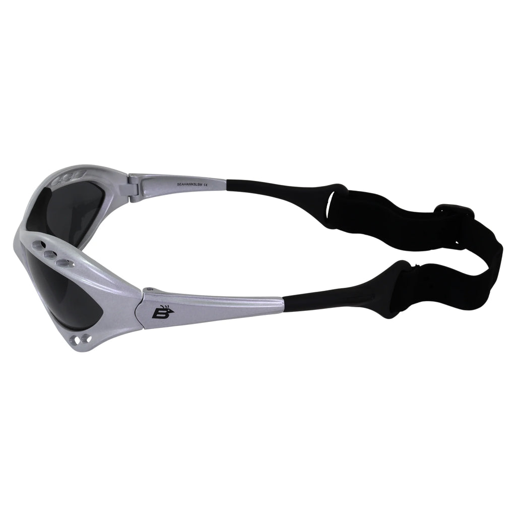 3 Pairs Padded Polarized Sunglasses with Strap, Silver & Black Frames with Smoke Lens & Black Frame with Purple Mirror Lens N847005