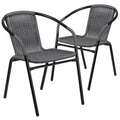 2 Pack Gray Rattan Stack Chair O3365