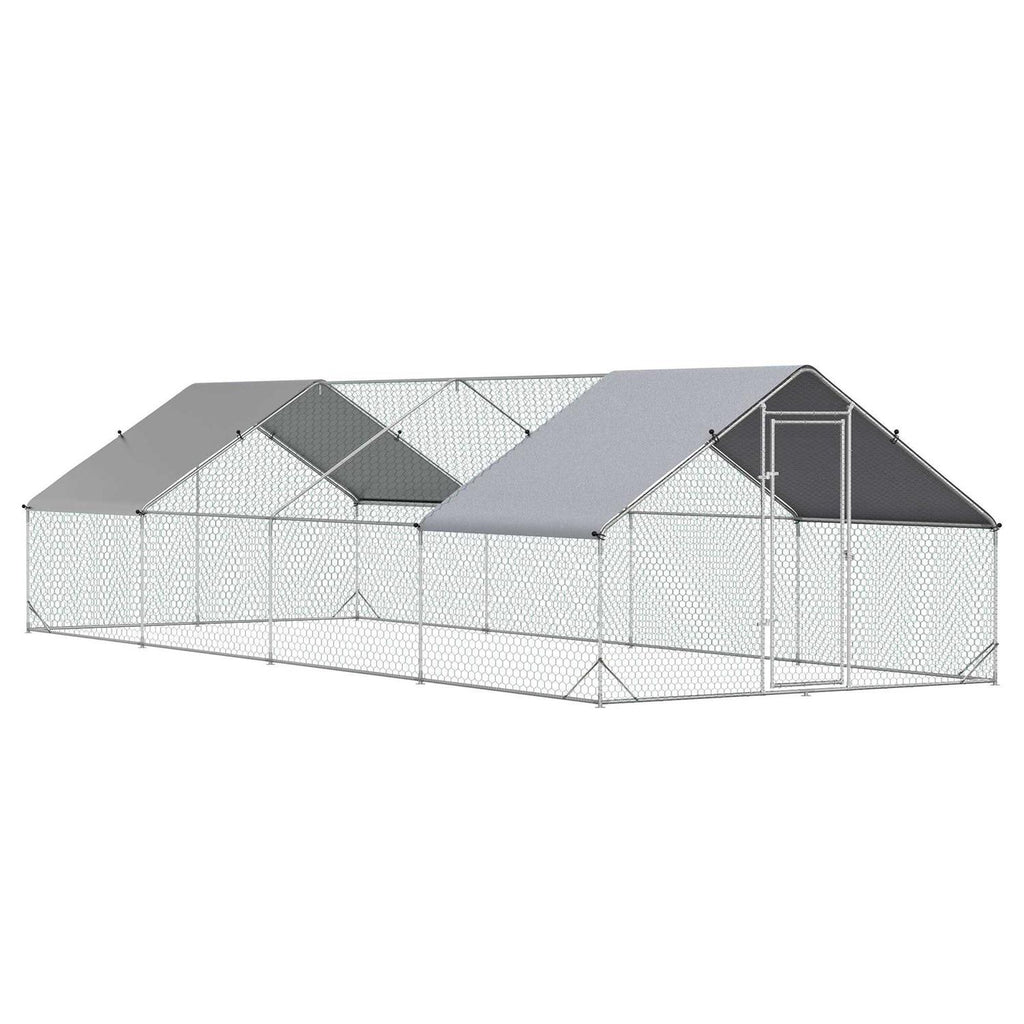 Large Metal Chicken Coop with Cover and Lockable Door F33147