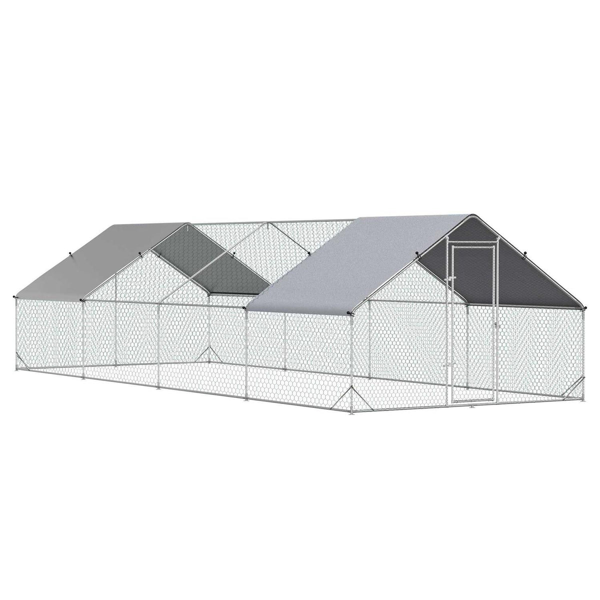 Large Metal Chicken Coop with Cover and Lockable Door F33147
